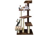 Furhaven Pet 96700 Cat Tree Tower Scratcher Play Stairs with Cat IQ Busy Box Brown