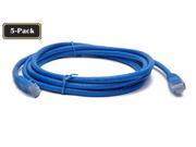 5 Pack Lot 3 ft CAT6A Ethernet Network LAN Patch Cable Cord 550MHz RJ45 Blue