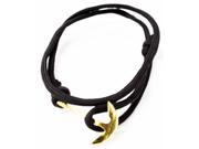 Hooked On Unisex Adjustable Nautical Fashion Anchor Bracelets Black