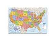 Laminated United States Map 38 x25 Multi Color