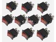10pcs On Off Button Red 4 Pin DPST Boat Rocker Switch 250V AC 21*15MM