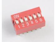 10pcs 2.54mm Red Pitch 6 Bit 6 Positions Ways Slide Type DIP Switch