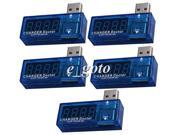 5pcs Blue USB Current Tester Detector Ampere Meter 3.5V 7V 3A Precise
