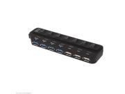 7 Ports 7 Switches 5G Mbps Speed USB 3.0 2.0 Hub for Mac Linux Black Practical