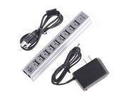 Hot 10 Port High Speed USB 2.0 Hub Expansion US Power Adapter for Notebook PC