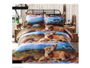 4pcs 3D Bedding Set Lion Pattern Queen Size Duvet Cover Bed Sheet 2 Pillowcases