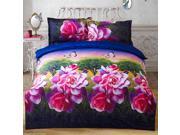 4pcs 3D Bedding Set Flaming Flowers Queen Size Duvet Cover Bed Sheet Pillowcases