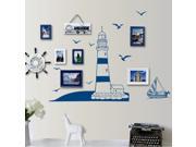 Removable Blue Sailing Boat Tower Photo Wall Sticker Art Vinyl Decal Mural Decor