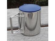 Travel Use Foldable Handle Camping Cup Stainless Steel Outdoor Coffee Tea Mug