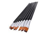 9pcs Flat Nylon Hair Paint Brush Set Watercolor Acrylic Brushes Art Supplies