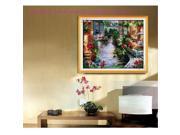 Counted Cross Stitch Kit Embroidery Set 14CT Lakeside Houses 50*41cm Home Decor