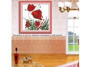 Counted Cross Stitch Kit Embroidery Set 14CT Red Flowers 38 * 38cm Home Decor