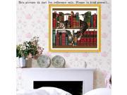 Counted Cross Stitch Kit Embroidery Set 14CT Cat on Bookshelf 41*38cm Home Decor