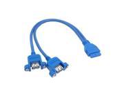 USB 3.0 Dual Two Port Female Screw Mount Type to Motherboard 20pin Header cable