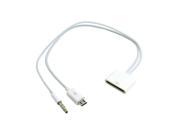 iPad iPhone Dock 30pin Female to Micro USB 5pin Male Data Charge w 3.5mm Audio