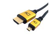 Gold CY Micro HDMI male to HDMI Cable for Mobile phone tablet laptop 5ft 1.5m
