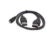 USB 2.0 two Male to Micro USB 5Pin Y Cable w extral power for Hard Disk Drive