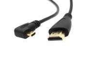 Left Angled 90 Degree Micro HDMI to HDMI Male HDTV Cable 50cm for Cell Phone