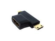 Micro HDMI Mini HDMI male to HDMI 1.4 Female 90 degree 3 in 1 COMBO adapter