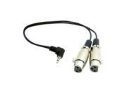 Microphone Dual XLR 3pin Female to Right Angled 3.5 mm TRS Splitter Cable