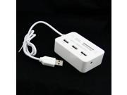 White Combo USB 2.0 3P HUB All in one SD MS MMC TF Memory Card Reader vertical