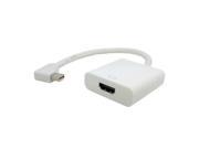 Left Angled 90 degree Mini DisplayPort DP to HDMI Female Cable Adapter White