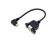 90 Degree Left Angled Micro USB 5pin Male to USB B Female Panel Mount Type Cable