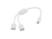 USB 3.1 Type C USB C to Dual 2 Port Hub Adapter For Chromebook Macbook White