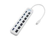 USB 3.1 Type C USB C Multiple 7 Port Hub Adapter With Switch For Macbook White