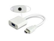 TV hdtv HDMI to VGA output projector monitor adapter Audio Cable White