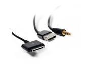 Black USB Charger Data 3.5mm stereo audio Car AUX Cable only for iPhone iPad iPod