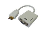 HDMI type A to VGA output projector monitor adapter with 3.5mm Audio Cable WH