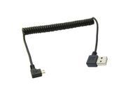 Left Angled 90 degree USB 2.0 Micro Male to Reversible Angled A Type Male cable