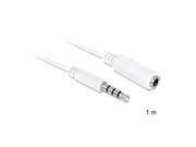 White color 3.5 mm 4 pole Audio Stereo Headphone Male to Female Extension Cable