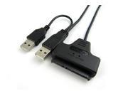 Two USB 2.0 to 2.5 SATA 22P Hard Drive Adapter Cable