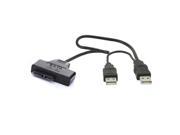 Dual USB 2.0 to Slimline SATA 7 6 13pin Laptop Notebook CD ROM Adapter Cable