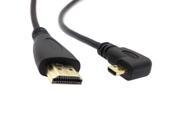 Right Angled 90 Degree Micro HDMI to HDMI Male HDTV Cable 50cm for Cell Phone