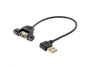 USB 2.0 A Male 90 Left Angled to Female Extension Cable With Panel Mount Hole