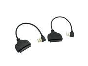 2pcs Left Right Angled USB 3.0 to SATA 22 Pin 2.5 Hard Disk Driver SSD Cable
