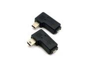 2pcs Left Right Angled Mini USB 5P Male to Micro USB Female Data Power Adapter