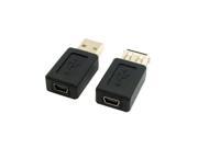 2pcs USB 2.0 A Type Male to Mini USB 5p Female USB Female to 5p Female Adapter