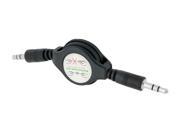 LINE IN Car Aux 3.5mm to 3.5mm male audio cable Cable RETRACTABLE BLACK