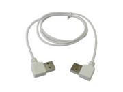 White USB 2.0 Right Angled 90 degree male to left angled male data cable 100cm