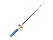 Foxnovo Pocket Aluminum Alloy Pen Shaped Mini Fishing Rod Fish Pole with Reel Blue