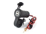 Foxnovo Universal 12V 24V Waterproof Car Motorcycle Boat Marine 3.1A Dual USB Power Socket Adapter Outlet with Mounting Bracket Black