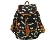 Foxnovo Vintage Women Girls Floral Swallow Canvas Travel School Bag Backpack Rucksack