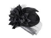 Foxnovo Fashion Women s Ladies Flower Decor Hair Clip Feather Fascinator Burlesque Punk Mini Top Hat One Size Black