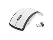 Foxnovo Ultra thin 2.4GHz Wireless Folding Foldable Arc Optical Mouse with USB Receiver for PC Laptop MacBook White