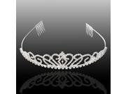 Foxnovo Wedding Bridal Rhinestone Tiara Crown Hairband Hair Loop with Small Comb Sliver