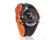 Foxnovo Alike AK9132 Waterproof Students Children s Dual Time Sports LED Quartz Wrist Watch with Date Alarm Stopwatch Orange Black